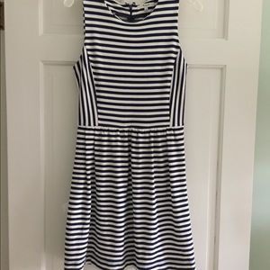 Navy blue and white striped dress